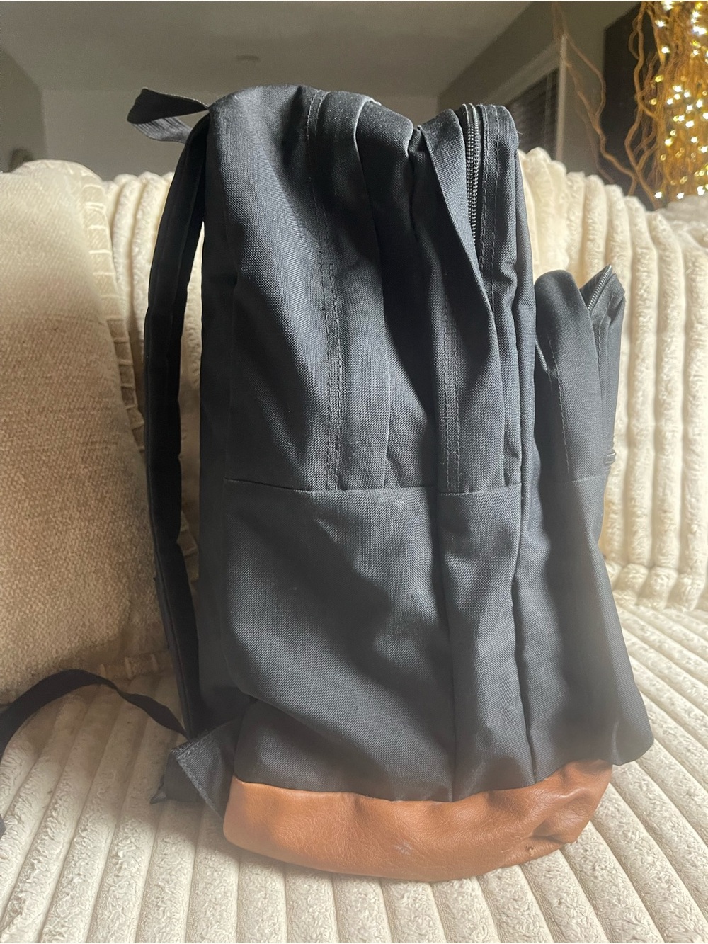 JanSport Right Pack Backpack Black Cordura Suede Leather Bottom 26L - Picture 3 of 9